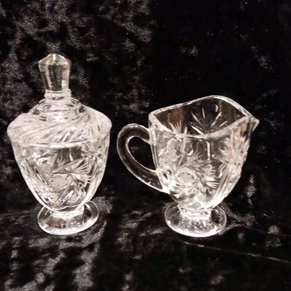 Vintage Sullivans Hand-Made 24% Pbo Cut Glass Pitcher/Creamer and sugar set - Picture 3 of 9
